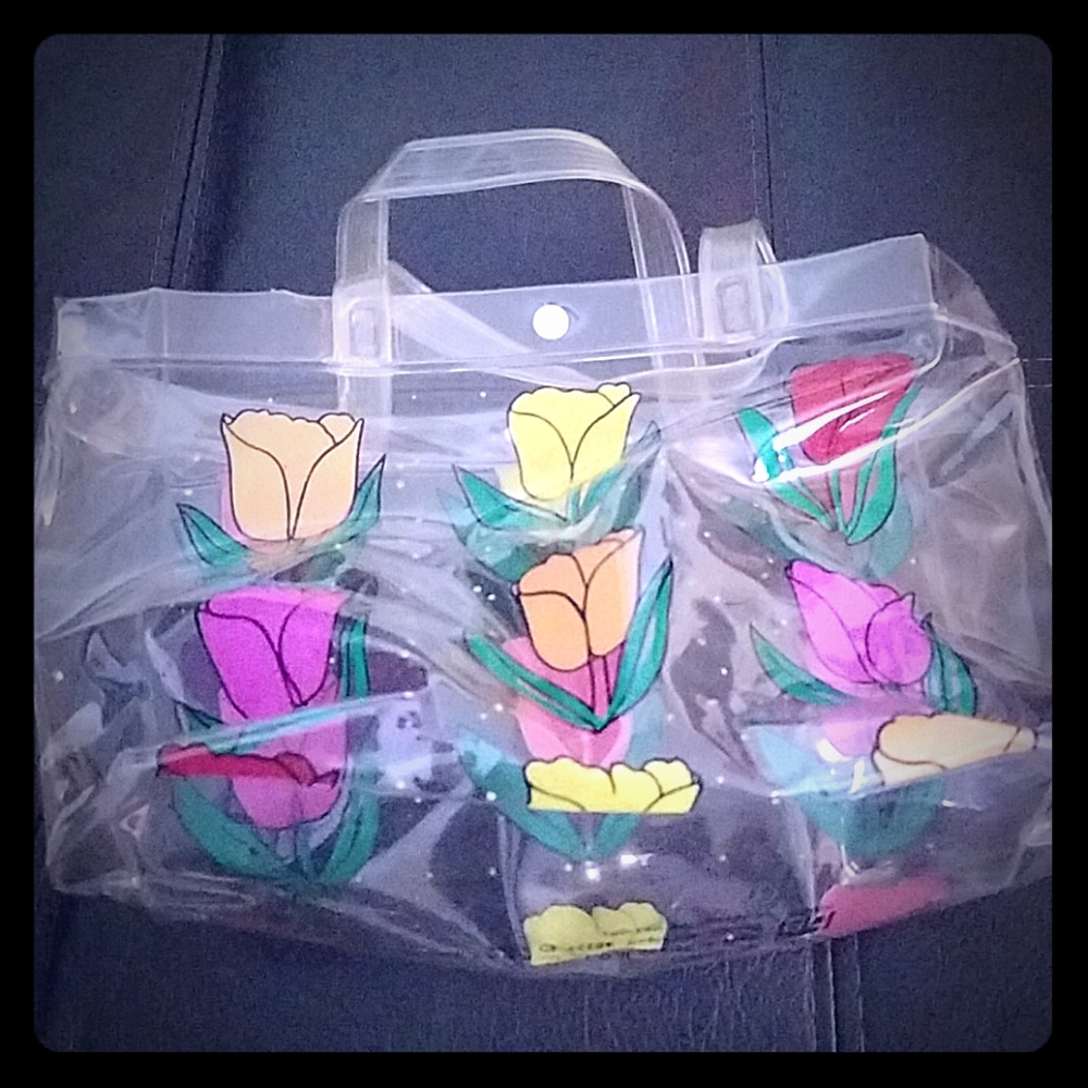 Clear plastic tote vintage 80s